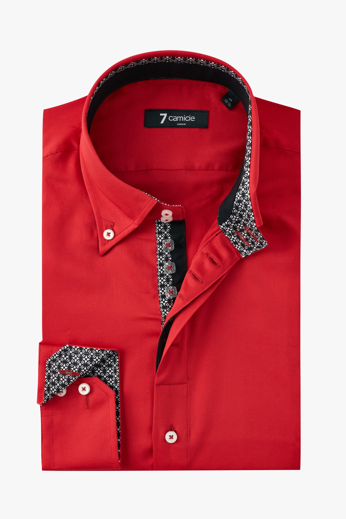 Camice Columbia Camicia Camice Roma Men's Red Satin Shirt Slim Fit