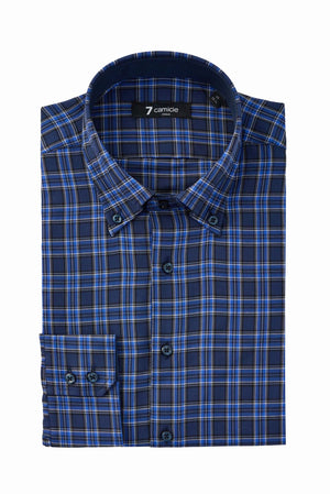 J.VER Camicia Uomo A Quadri Maniche Lunghe – Antistraccio, Vestibilità Normale, Con Tasca – Rosso E Blu A Quadretti, Taglia M