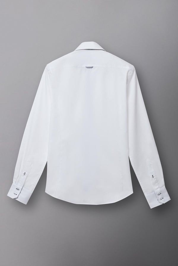 Button down Collar Satin Man Shirt White Plain