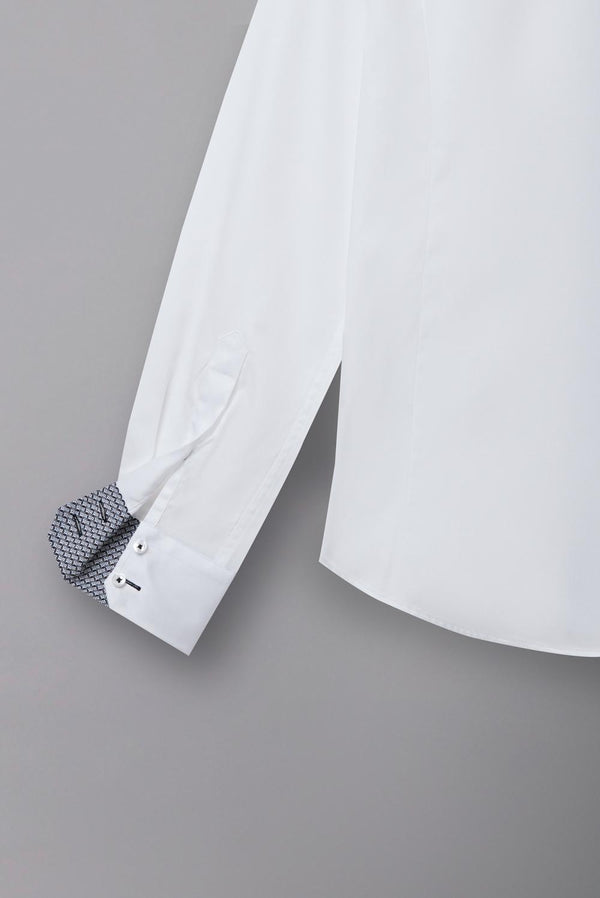 Button down Collar Satin Man Shirt White Plain
