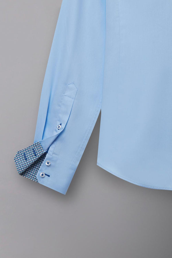 Button down Collar Satin Man Shirt Light Blue Plain
