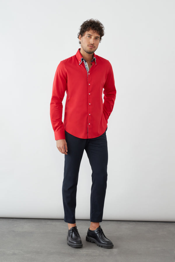Chemise Homme Marco Polo Iconic Satin Rouge
