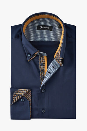 Camisa Hombre Marco Polo Iconic Satin Azul