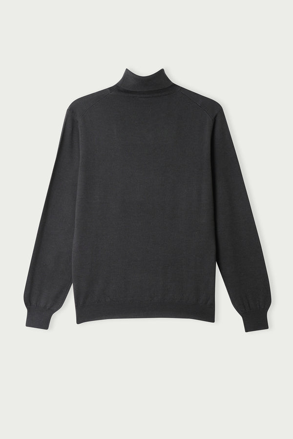 Maglia Uomo Collo Alto Misto Lana  Unito Grigio Scuro