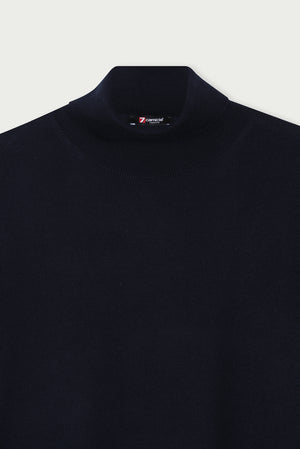 Maglia Uomo Collo Alto Misto Lana  Unito Blu