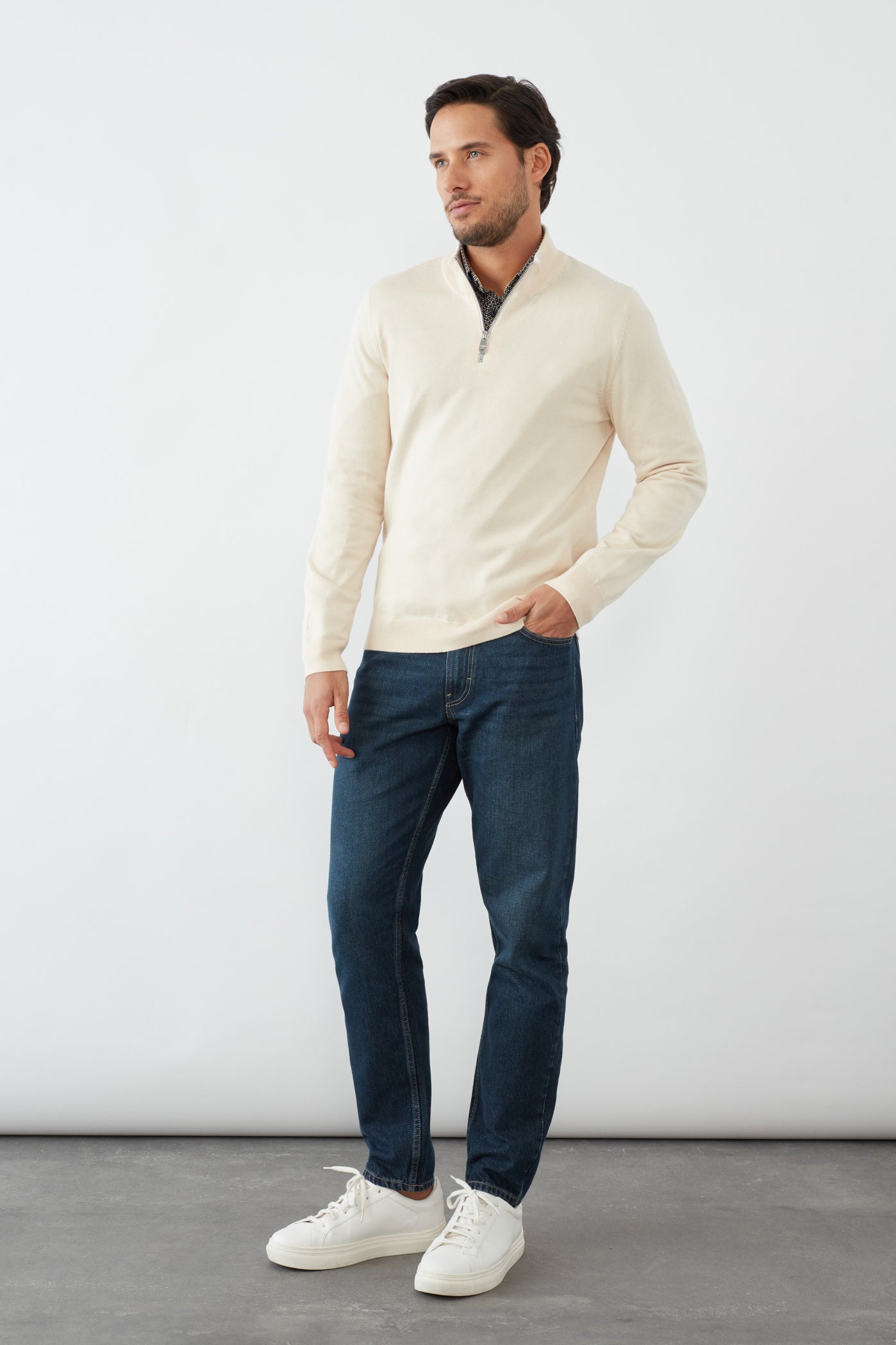 Camisa Blanca Con Sueter Hombre Camisa Blanca Mezclilla Conjuntar