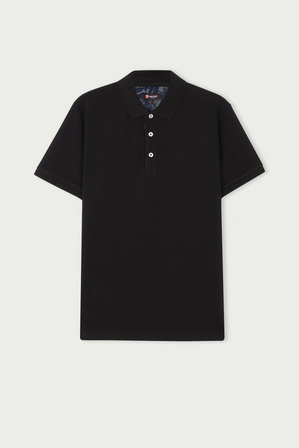 Herren Polo Baumwolle Schwarz