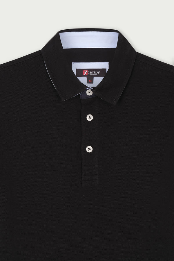 Polo Hombre Algodon Negro