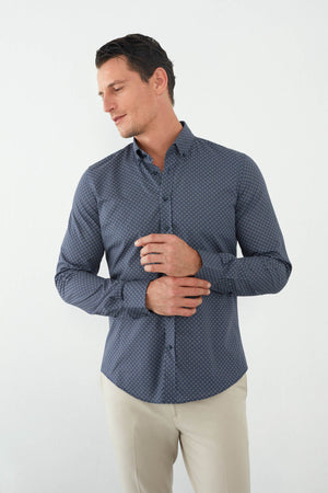 Camicia Uomo Leonardo Sport Popelin Blu Marrone