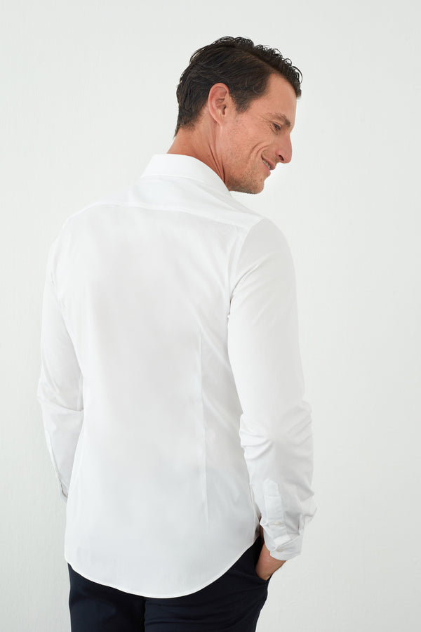 Augusto Iconic Poplin Stretch Man Shirt White